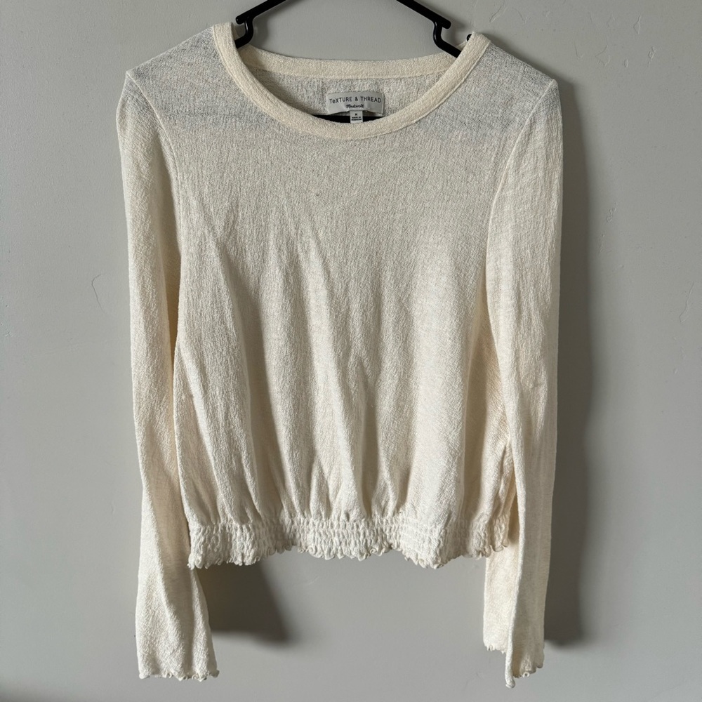 Madewell Cream Long Sleeve Blouse